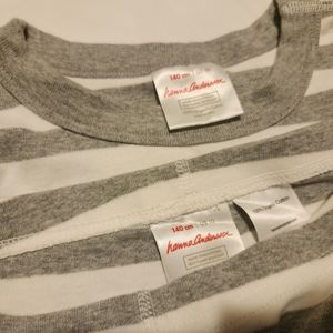 Hanna Andersson Kids PJ. Sz 10. Grey & White stripes.